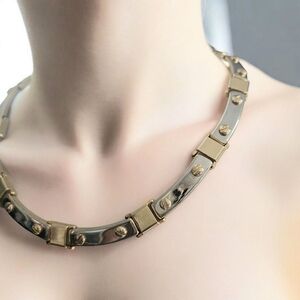 Necklace, mixed metal, collar size, 80's